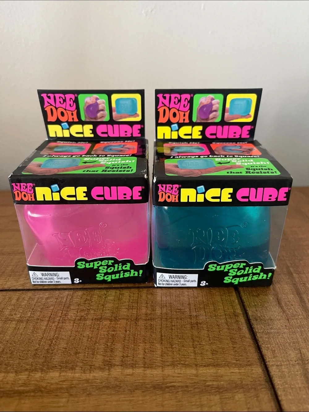 Schylling Needoh Nice Cube set of 2 Super Solid Squish - Pink and Blue